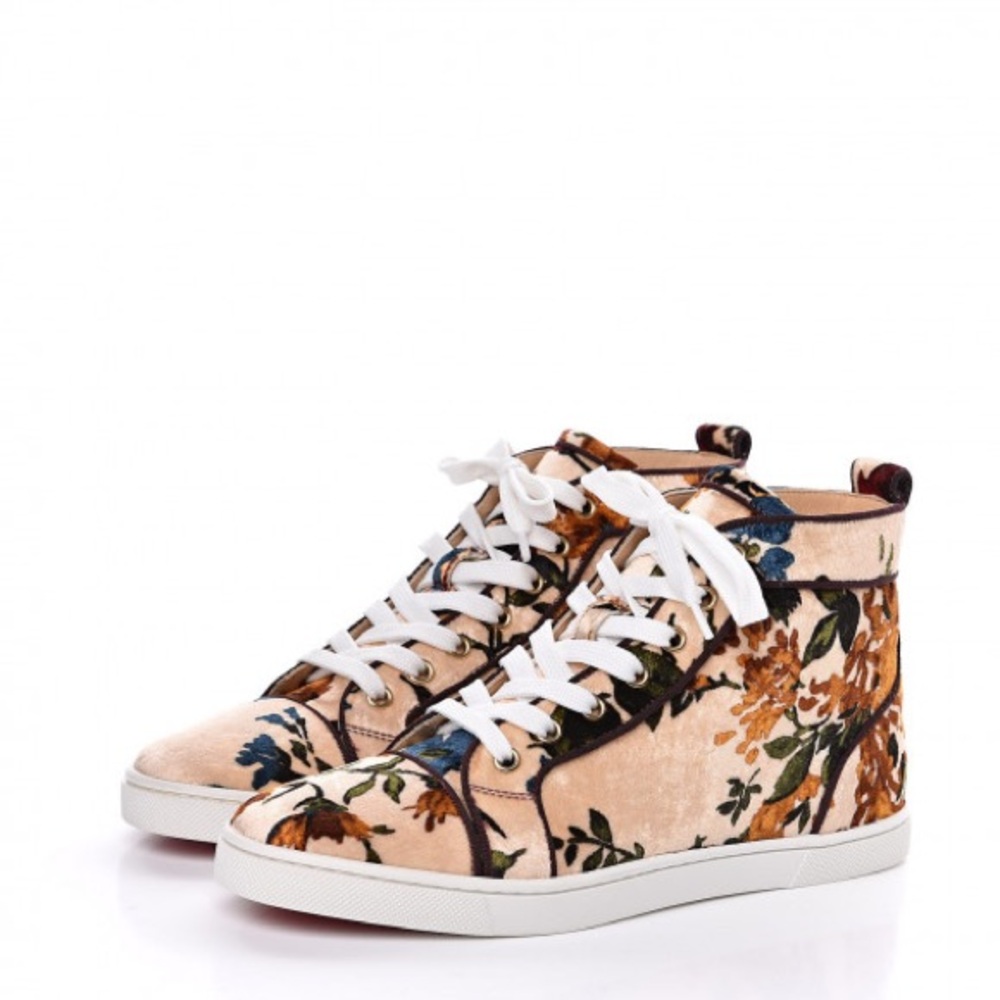 CHRISTIAN LOUBOUTIN 
Velvet Floral Bip Bip Orlato High Top Flat Sneakers